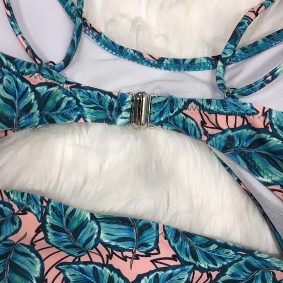 Leaf Print One Piece Cut Out Swimsuit - Picture 6 of 6